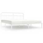 Vidaxl Metal Bed Frame With Headboard White 200X200 Cm