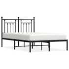 Vidaxl Metal Bed Frame With Headboard Black 135X190 Cm
