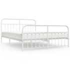 Vidaxl Metal Bed Frame With Headboard And Footboard White 160X200 Cm