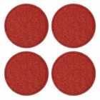 Set Of 4 Round Glitter / Bark Coaster Red