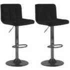Neo Black Fabric Bar Stools With Matt Black Legs Set Of Two