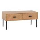 Seconique Leon 2 Drawer Coffee Table - Medium Oak Effect