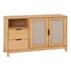 Seconique Corona Rattan 2 Door 2 Drawer Sideboard - Distressed Wax Pine/Rattan Effect