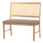 Seconique Ellis Dining Bench - Oak Effect/Grey Fabric