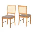 Seconique Ellis Dining Chair (x2 Per Box) - Oak Effect/Grey Fabric