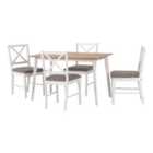 Seconique Balfour 1+4 Dining Set - White/Oak Effect/Grey Fabric