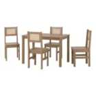 Seconique Santana 1+4 Dining Set - Light Oak/Rattan Effect