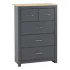 Seconique Portland 3+2 Drawer Chest - Grey/Oak Effect