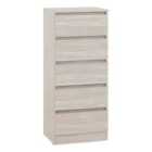Seconique Malvern 5 Drawer Narrow Chest - Urban Snow