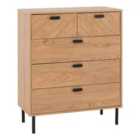 Seconique Leon 3+2 Drawer Chest - Medium Oak Effect