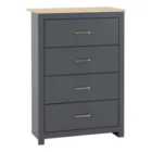 Seconique Portland 4 Drawer Chest - Grey/Oak Effect