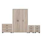 Seconique Oliver 3 Door Wardrobe Bedroom Set - Light Oak Effect
