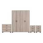 Seconique Oliver 4 Door Wardrobe Bedroom Set - Light Oak Effect