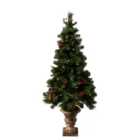 National Tree 4.5' Everyday Collection Tree 70 Warm White LED Lights Entrance Tree With Urn, Pine Cones & Berries