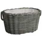 vidaXL Firewood Basket With Carrying Handles 60x40x28 cm Grey Willow