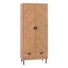Seconique Leon 2 Door 1 Drawer Wardrobe - Medium Oak Effect