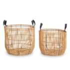 Maison Set of 2 Natural Rattan Baskets