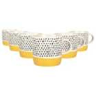 Ceramic Dipped Dots Coffee Mugs - 385Ml - Mustard - Pack Of 6
