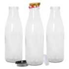 Glass Water Bottles With Metal Lids - 960Ml - Pack Of 3
