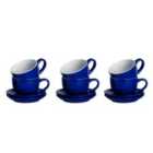 12 Piece Coloured Cappuccino Cup& Saucer Set - 250Ml - Navy