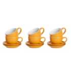 12 Piece Coloured Cappuccino Cup& Saucer Set - 250Ml - Yellow