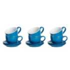 12 Piece Coloured Cappuccino Cup& Saucer Set - 250Ml - Blue