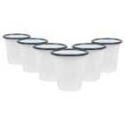 White Enamel Tumblers - 300Ml - Blue - Pack Of 6
