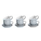 12 Piece Coloured Cappuccino Cup& Saucer Set - 250Ml - Grey