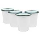 White Enamel Tumblers - 300Ml - Green - Pack Of 3