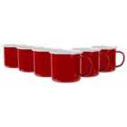 Coloured Enamel Mugs - 375Ml - Red - Pack Of 6