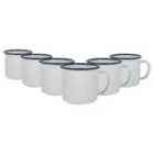 White Enamel Espresso Cups - 130Ml - Navy - Pack Of 6