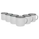 White Enamel Espresso Cups - 130Ml - Black - Pack Of 6