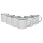 White Enamel Espresso Cups - 130Ml - Grey - Pack Of 6