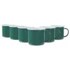 Coloured Enamel Mugs - 375Ml - Green - Pack Of 6