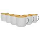 White Enamel Mugs - 375Ml - Yellow - Pack Of 6