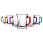 Zen+ Glass Coffee Mugs - 225Ml - Multicolour - Pack Of 6