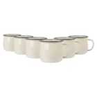 Coloured Enamel Belly Mugs - 375Ml - Cream/Grey - Pack Of 6