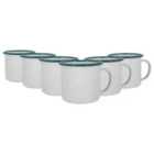 White Enamel Mugs - 375Ml - Green - Pack Of 6