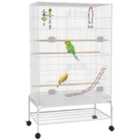PawHut Bird Cage With Stand Wheels Toys For Budgies Finches White