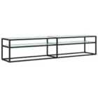 Vidaxl Tv Cabinet White Marble 200X40X40.5 Cm Tempered Glass