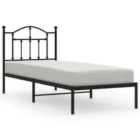 Vidaxl Metal Bed Frame Without Mattress With Headboard Black 90X190 Cm Single