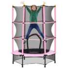 HOMCOM 4.6FT/75" Kids Trampoline with Safety Enclosure, Indoor Outdoor, Pink