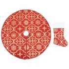 Vidaxl Lux Christmas Tree Skirt With Sock Red 122 Cm Fabric