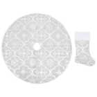 Vidaxl Lux Christmas Tree Skirt With Sock White 150 Cm Fabric