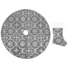 Vidaxl Lux Christmas Tree Skirt With Sock Grey 122 Cm Fabric