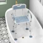 HOMCOM EVA Padded Shower Stool with Back and Arms 4 Suction Foot Pads Blue