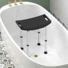 HOMCOM Aluminium Shower Stool w/ Adjustable Height Non-Slip Bath Stool Black
