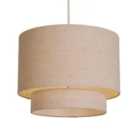 Lighting Collection Natural 2 Tier 30Cm Linen Drum Shade