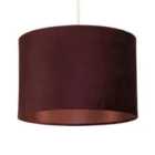 Lighting Collection Plum 30Cm Velvet Drum Shade Silk Liner