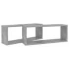 vidaXL Wall Cube Shelf 2 Pcs Concrete Grey 60x15x23 cm Engineered Wood